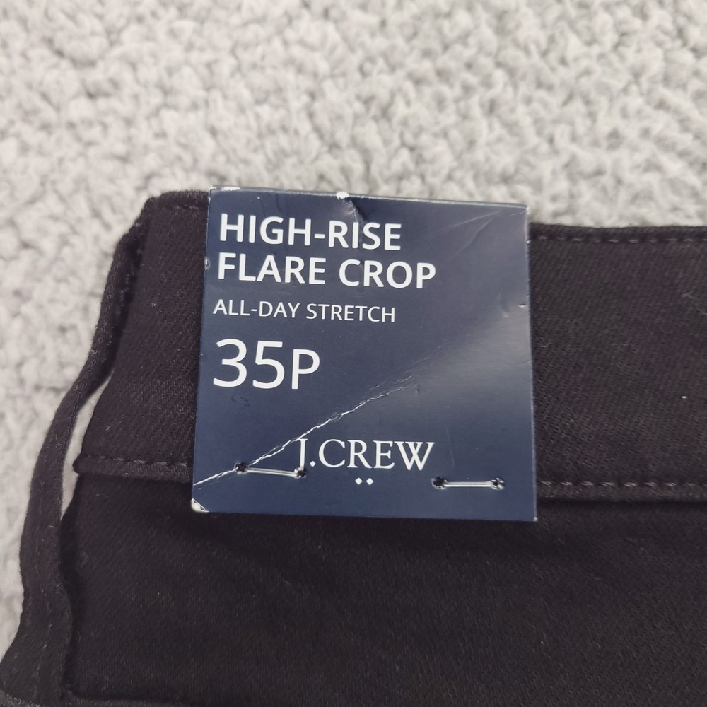J CREW Factory Jeans Size 35P High Rise Flare Crop Black Stretch Denim NEW - Picture 4 of 16